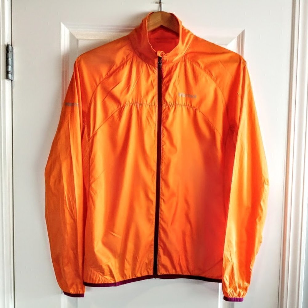 Marmot Orange Magenta Full Zip Mesh Panel Rain Jacket Windbreaker